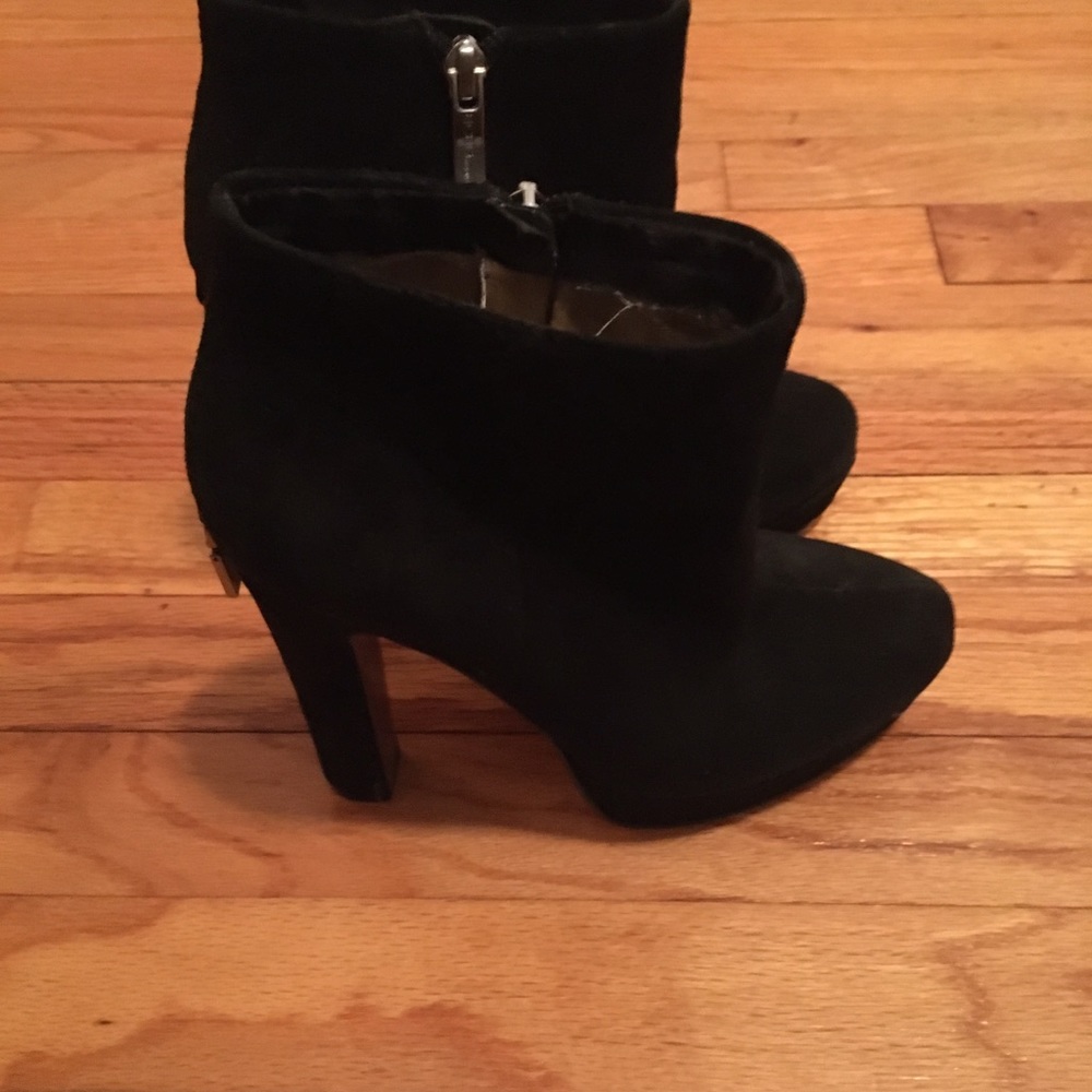 BCBG Black Suede Platform Booties